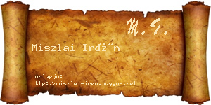 Miszlai Irén névjegykártya
