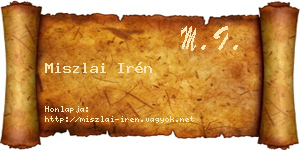 Miszlai Irén névjegykártya